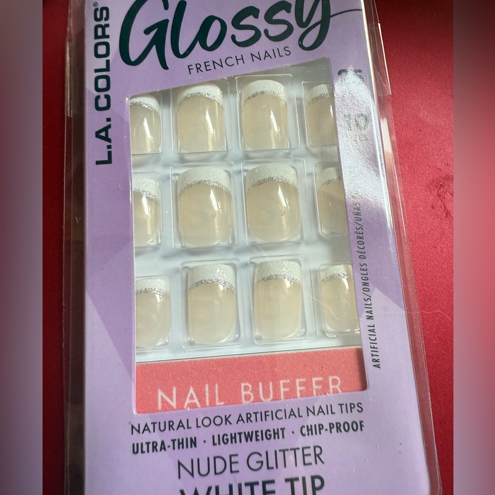 L.A. Colors Glossy French Nails with Silver Tips